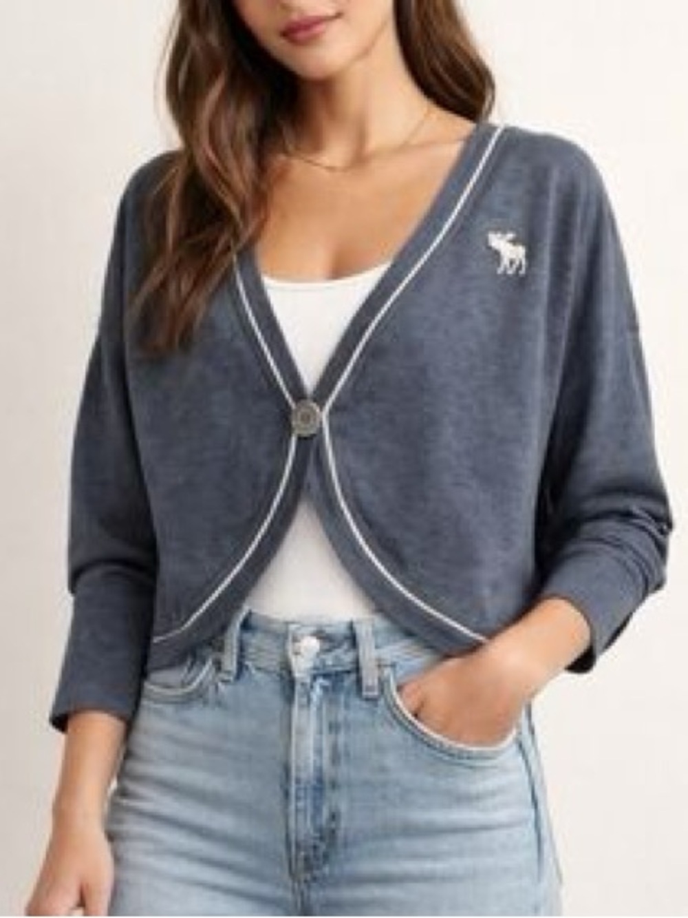 Vintage Y2K Abercrombie & Fitch blue cropped shrug cardigan dolman sleeves small